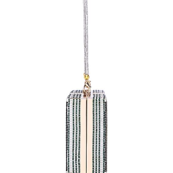 Dollar Clutch Purse Rhinestone Evening Handbag Money Bag Green - Picture 5 of 7